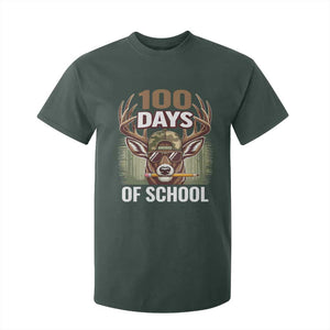 Deer 100 Days Of School T Shirt For Kid Camo Bucked 100 Days Smarter TS10 Dark Forest Green Print Your Wear