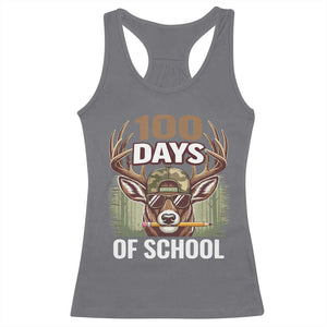 Deer 100 Days Of School Racerback Tank Top Camo Bucked 100 Days Smarter TS10 Charcoal Print Your Wear