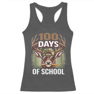 Deer 100 Days Of School Racerback Tank Top Camo Bucked 100 Days Smarter TS10 Dark Heather Print Your Wear