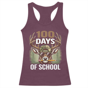 Deer 100 Days Of School Racerback Tank Top Camo Bucked 100 Days Smarter TS10 Maroon Print Your Wear