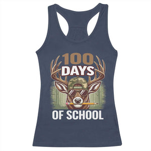 Deer 100 Days Of School Racerback Tank Top Camo Bucked 100 Days Smarter TS10 Navy Print Your Wear