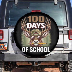 Deer 100 Days Of School Spare Tire Cover Camo Bucked 100 Days Smarter TS10 No hole Black Print Your Wear