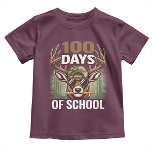 Deer 100 Days Of School Toddler T Shirt Camo Bucked 100 Days Smarter TS10 Maroon Print Your Wear