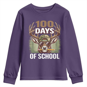 Deer 100 Days Of School Youth Sweatshirt Camo Bucked 100 Days Smarter TS10 Purple Print Your Wear