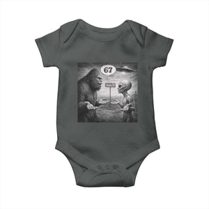 Funny 67 Meme Bigfoot Alien Baby Onesie Six Seven Sasquatch Area 51 UFO Conspiracy TS10 Dark Heather Print Your Wear