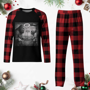 Funny 67 Meme Bigfoot Alien Plaid Pajama Set Six Seven Sasquatch Area 51 UFO Conspiracy TS10 Buffalo Plaid Print Your Wear