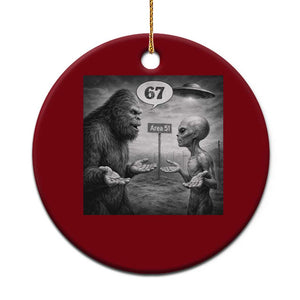 Funny 67 Meme Bigfoot Alien Ceramic Ornament Six Seven Sasquatch Area 51 UFO Conspiracy TS10 1pc Red Print Your Wear