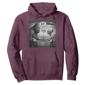 Funny 67 Meme Bigfoot Alien Hoodie Six Seven Sasquatch Area 51 UFO Conspiracy TS10 Maroon Print Your Wear