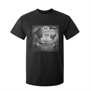 Funny 67 Meme Bigfoot Alien T Shirt For Kid Six Seven Sasquatch Area 51 UFO Conspiracy TS10 Black Print Your Wear