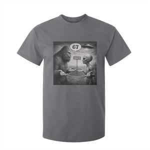 Funny 67 Meme Bigfoot Alien T Shirt For Kid Six Seven Sasquatch Area 51 UFO Conspiracy TS10 Charcoal Print Your Wear