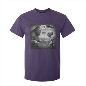 Funny 67 Meme Bigfoot Alien T Shirt For Kid Six Seven Sasquatch Area 51 UFO Conspiracy TS10 Purple Print Your Wear