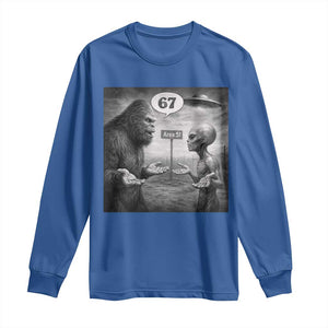Funny 67 Meme Bigfoot Alien Long Sleeve Shirt Six Seven Sasquatch Area 51 UFO Conspiracy TS10 Royal Blue Print Your Wear