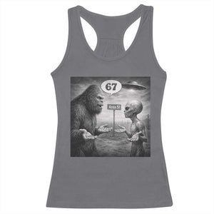Funny 67 Meme Bigfoot Alien Racerback Tank Top Six Seven Sasquatch Area 51 UFO Conspiracy TS10 Charcoal Print Your Wear