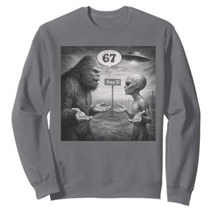 Funny 67 Meme Bigfoot Alien Sweatshirt Six Seven Sasquatch Area 51 UFO Conspiracy TS10 Charcoal Print Your Wear
