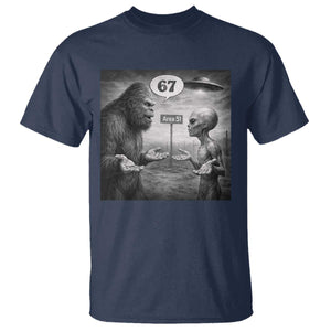 Funny 67 Meme Bigfoot Alien T Shirt Six Seven Sasquatch Area 51 UFO Conspiracy TS10 Navy Print Your Wear
