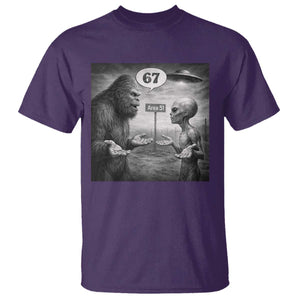 Funny 67 Meme Bigfoot Alien T Shirt Six Seven Sasquatch Area 51 UFO Conspiracy TS10 Purple Print Your Wear