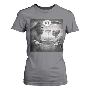 Funny 67 Meme Bigfoot Alien T Shirt For Women Six Seven Sasquatch Area 51 UFO Conspiracy TS10 Charcoal Print Your Wear