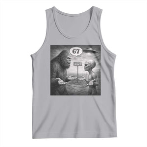 Funny 67 Meme Bigfoot Alien Tank Top Six Seven Sasquatch Area 51 UFO Conspiracy TS10 Athletic Heather Print Your Wear
