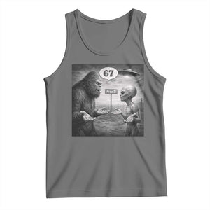 Funny 67 Meme Bigfoot Alien Tank Top Six Seven Sasquatch Area 51 UFO Conspiracy TS10 Black Heather Print Your Wear