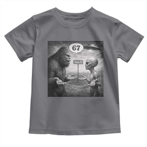Funny 67 Meme Bigfoot Alien Toddler T Shirt Six Seven Sasquatch Area 51 UFO Conspiracy TS10 Charcoal Print Your Wear