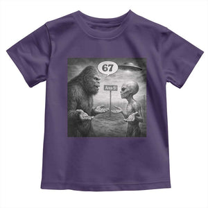 Funny 67 Meme Bigfoot Alien Toddler T Shirt Six Seven Sasquatch Area 51 UFO Conspiracy TS10 Purple Print Your Wear