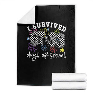 I Survived 67 33 100 Days of School Throw Blanket Funny 100th Day of School Flowers TS10 Black Print Your Wear