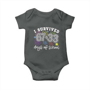 I Survived 67 33 100 Days of School Baby Onesie Funny 100th Day of School Flowers TS10 Dark Heather Print Your Wear