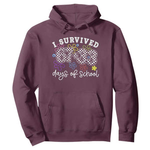 I Survived 67 33 100 Days of School Hoodie Funny 100th Day of School Flowers TS10 Maroon Print Your Wear