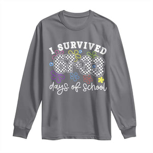 I Survived 67 33 100 Days of School Long Sleeve Shirt Funny 100th Day of School Flowers TS10 Charcoal Print Your Wear