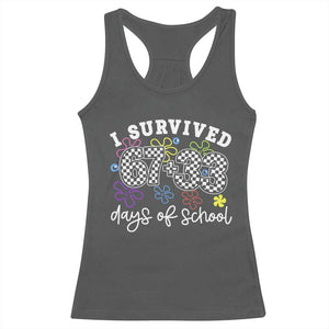I Survived 67 33 100 Days of School Racerback Tank Top Funny 100th Day of School Flowers TS10 Dark Heather Print Your Wear