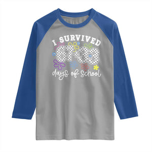 I Survived 67 33 100 Days of School Raglan Shirt Funny 100th Day of School Flowers TS10 Sport Gray Royal Print Your Wear