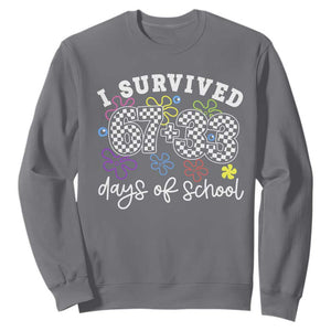 I Survived 67 33 100 Days of School Sweatshirt Funny 100th Day of School Flowers TS10 Charcoal Print Your Wear