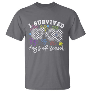 I Survived 67 33 100 Days of School T Shirt Funny 100th Day of School Flowers TS10 Charcoal Print Your Wear