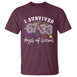 I Survived 67 33 100 Days of School T Shirt Funny 100th Day of School Flowers TS10 Maroon Print Your Wear