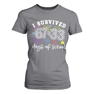 I Survived 67 33 100 Days of School T Shirt For Women Funny 100th Day of School Flowers TS10 Charcoal Print Your Wear