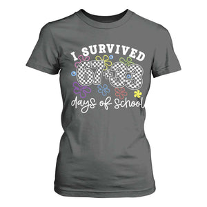 I Survived 67 33 100 Days of School T Shirt For Women Funny 100th Day of School Flowers TS10 Dark Heather Print Your Wear