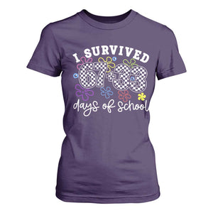 I Survived 67 33 100 Days of School T Shirt For Women Funny 100th Day of School Flowers TS10 Purple Print Your Wear