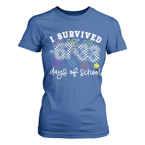 I Survived 67 33 100 Days of School T Shirt For Women Funny 100th Day of School Flowers TS10 Royal Blue Print Your Wear