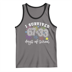 I Survived 67 33 100 Days of School Tank Top Funny 100th Day of School Flowers TS10 Deep Heather Black Print Your Wear
