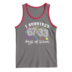 I Survived 67 33 100 Days of School Tank Top Funny 100th Day of School Flowers TS10 Deep Heather Red Print Your Wear