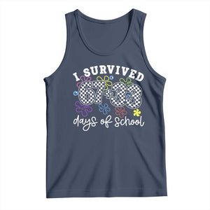I Survived 67 33 100 Days of School Tank Top Funny 100th Day of School Flowers TS10 Navy Print Your Wear