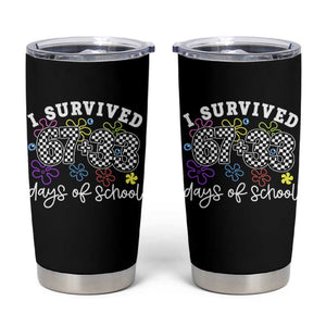 I Survived 67 33 100 Days of School Tumbler Cup Funny 100th Day of School Flowers TS10 Black Print Your Wear