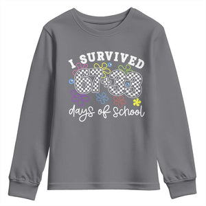 I Survived 67 33 100 Days of School Youth Sweatshirt Funny 100th Day of School Flowers TS10 Charcoal Print Your Wear