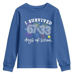 I Survived 67 33 100 Days of School Youth Sweatshirt Funny 100th Day of School Flowers TS10 Royal Blue Print Your Wear