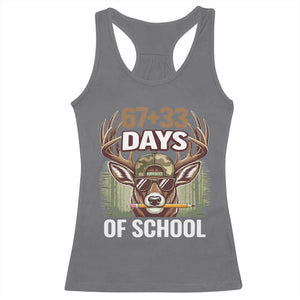 100 Days Of School Racerback Tank Top Funny 67 Six Seven Meme Deer School TS10 Charcoal Print Your Wear