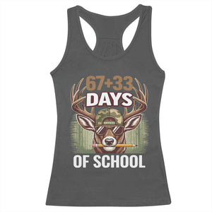 100 Days Of School Racerback Tank Top Funny 67 Six Seven Meme Deer School TS10 Dark Heather Print Your Wear