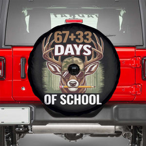 100 Days Of School Spare Tire Cover Funny 67 Six Seven Meme Deer School TS10 Black Print Your Wear