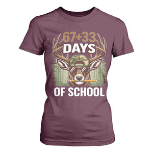 100 Days Of School T Shirt For Women Funny 67 Six Seven Meme Deer School TS10 Maroon Print Your Wear