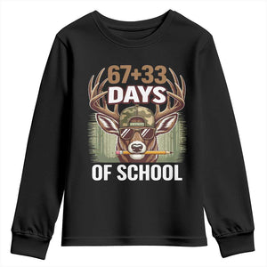 100 Days Of School Youth Sweatshirt Funny 67 Six Seven Meme Deer School TS10 Black Print Your Wear