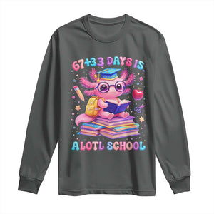 Axolotl 100 Days Of School Long Sleeve Shirt 100 Days Is Alotl School 67 33 Six Seven Meme TS10 Dark Heather Print Your Wear